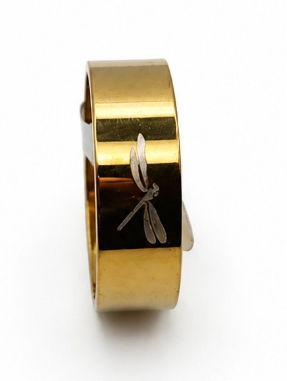 Unisex Gold Stainless Steel Engraved Dragonfly Ring Band China Size 20 US 9.25
